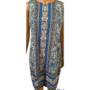 London Times Blue Paisley Women’s Size 12 Sheath Dress